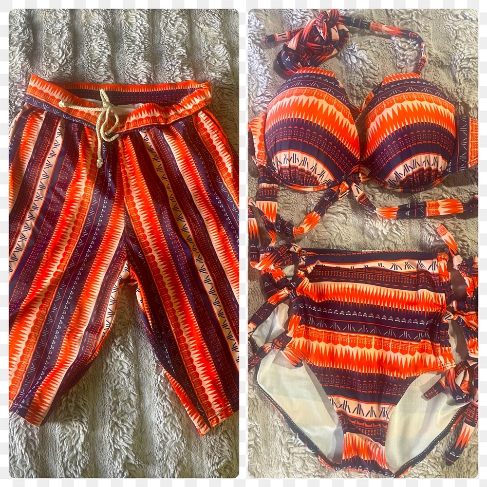 Couple’s Swimwear (men shorts & women 3pc swimsuit)